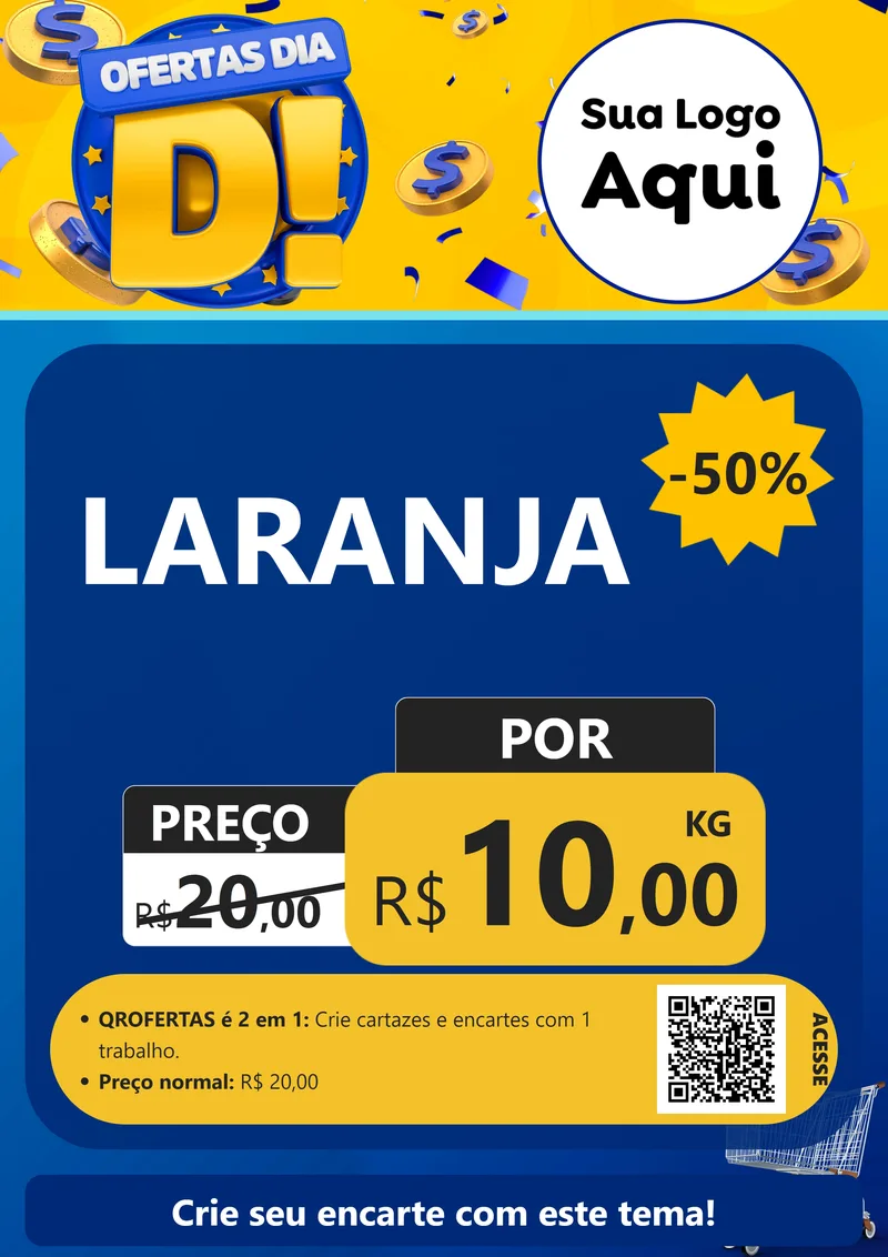 Modelo de Cartaz para Cartaz A4 Vertical com o tema Ofertas Dia D para Hortifrúti
