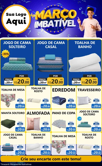 Modelo de Encarte para Encarte Grande com o tema Março Imbatível para Cama, Mesa e Banho