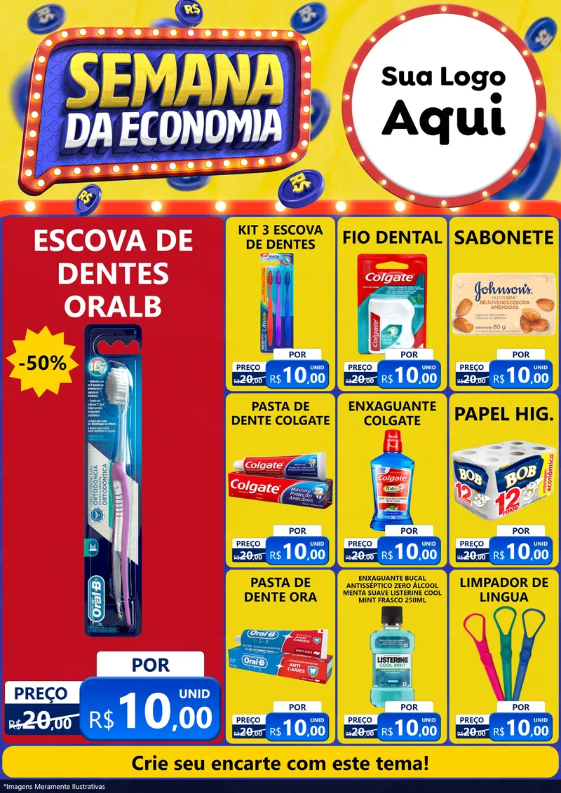 Modelo de Encarte para Encarte A4 Vertical com o tema Semana da Economia para Higiene Pessoal