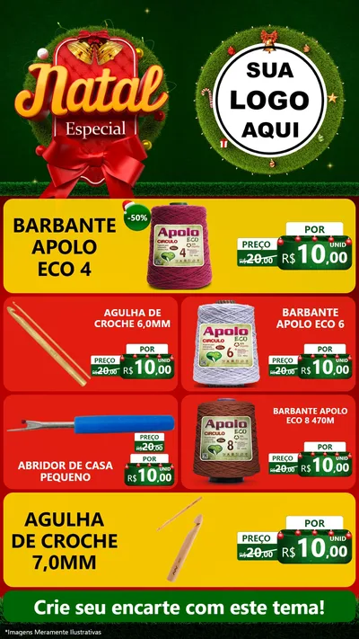 Modelo de TV para TV Vertical com o tema Natal Especial para Armarinho e Aviamentos