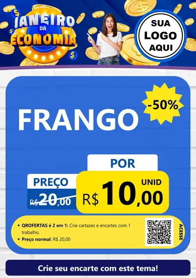 Modelo de Cartaz para Cartaz A4 Vertical com o tema Janeiro da Economia para Assados