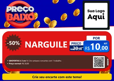 Modelo de Cartaz para Cartaz A4 Horizontal com o tema Preço Baixo para Tabacaria