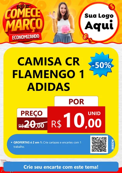 Modelo de Cartaz para Cartaz A4 Vertical com o tema Comece Março Economizando para Roupas e acessórios