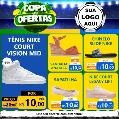 Modelo de Rede Social para Feed Facebook com o tema Copa de Ofertas para Calçados