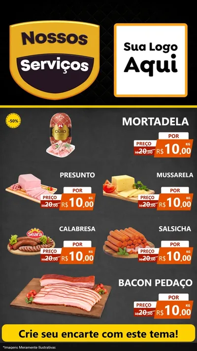 Modelo de TV para TV Vertical com o tema Nossos Serviços para Frios e Laticínios