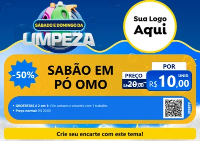 Modelo de Cartaz para Cartaz A4 Horizontal com o tema Sábado e Domingo da Limpeza para Produtos de Limpeza