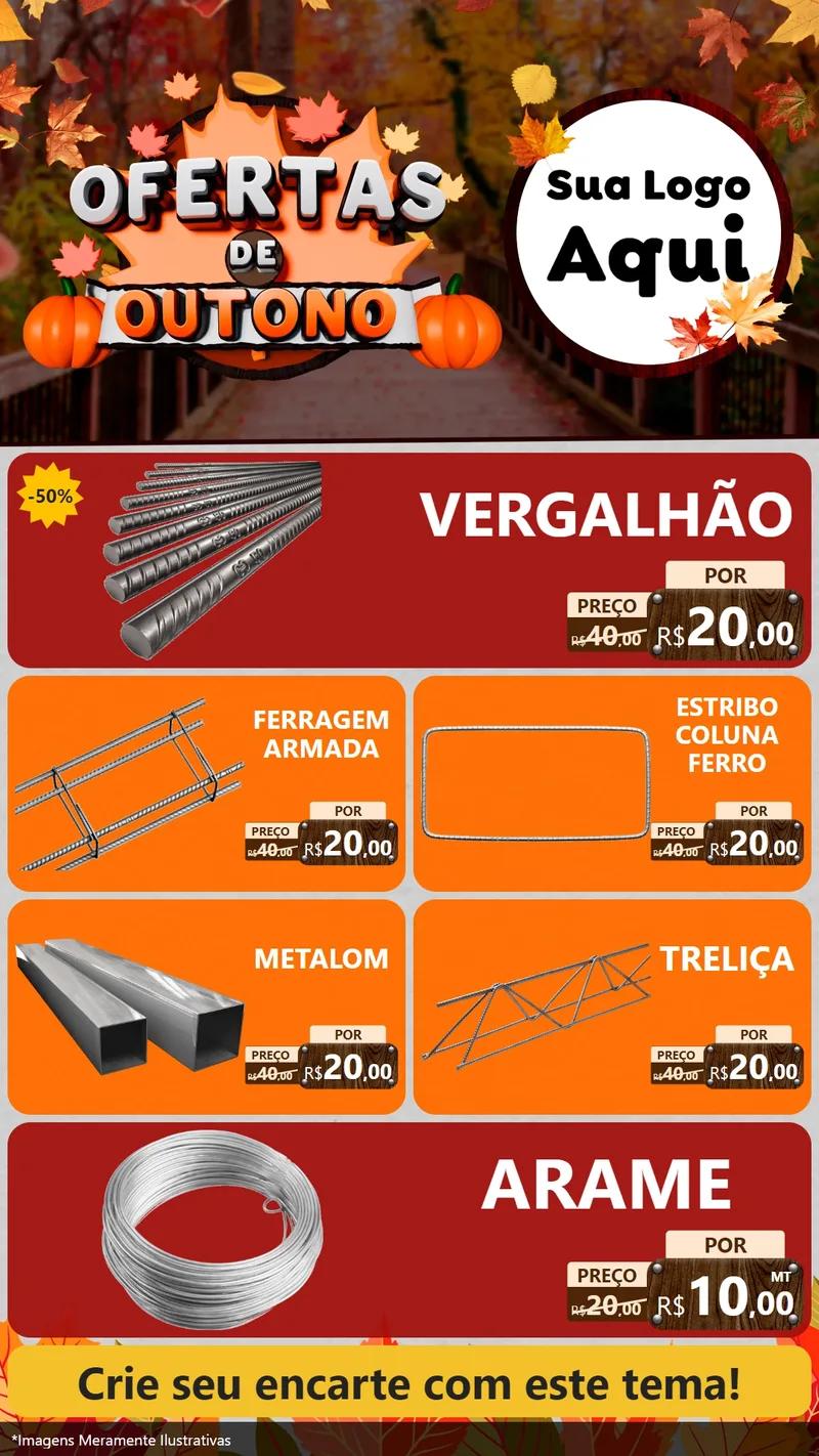 Modelo de TV para TV Vertical com o tema Ofertas de Outono para Ferragens