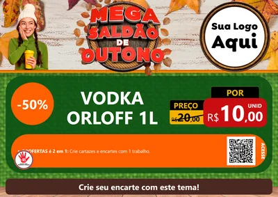 Modelo de Cartaz para Cartaz A4 Horizontal com o tema Mega Saldão de Outono para Distribuidora de bebidas