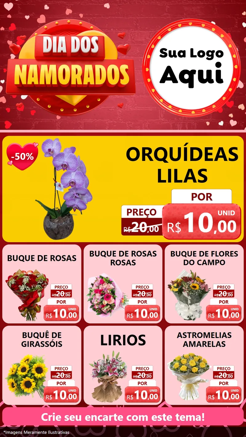 Modelo de Rede Social para Stories com o tema Dia Dos Namorados para Floricultura e jardim