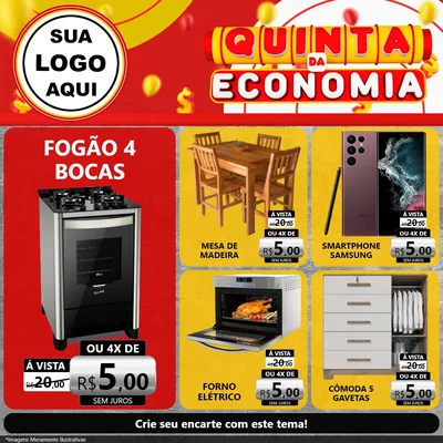 Modelo de Rede Social para Feed Facebook com o tema Quinta da Economia para Móveis e Eletro