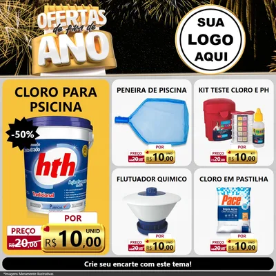 Modelo de Rede Social para Feed Facebook com o tema Ofertas de Fim de Ano para Produtos para Piscina