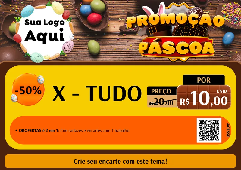Modelo de Cartaz para Cartaz A4 Horizontal com o tema Promoção Páscoa para Hamburgueria