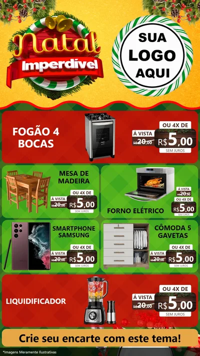 Modelo de TV para TV Vertical com o tema Natal Imperdível para Móveis e Eletro