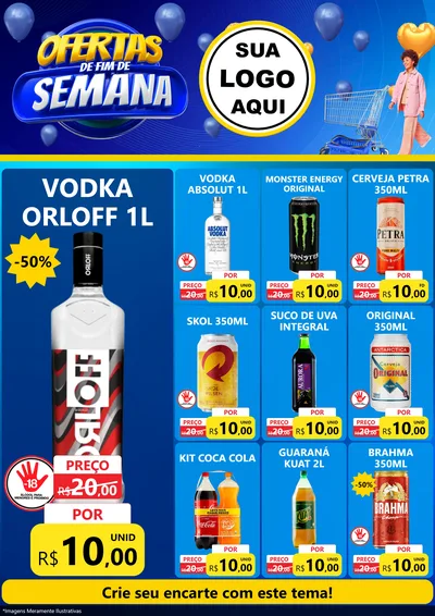 Modelo de Encarte para Encarte A4 Vertical com o tema Ofertas de Fim de Semana para Distribuidora de bebidas