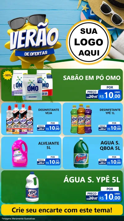 Modelo de TV para TV Vertical com o tema Verão de Ofertas para Produtos de Limpeza