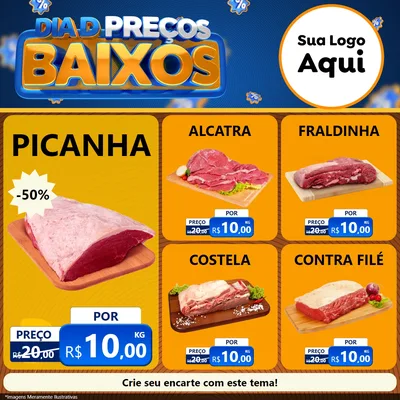 Modelo de Rede Social para Feed Facebook com o tema Dia D Preço Baixo para Açougue