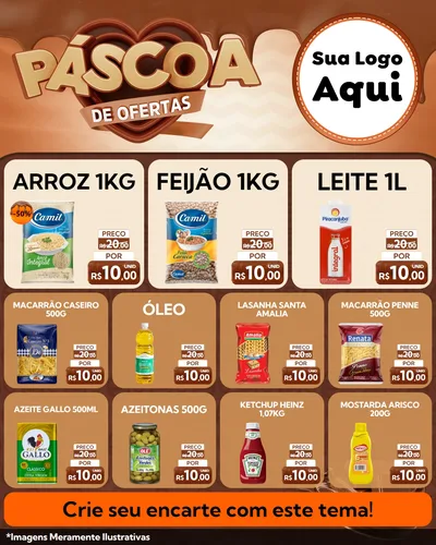 Modelo de Rede Social para Feed Instagram com o tema Páscoa de Ofertas para Supermercado