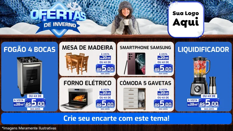 Modelo de TV para TV Horizontal com o tema Ofertas de Inverno para Móveis e Eletro