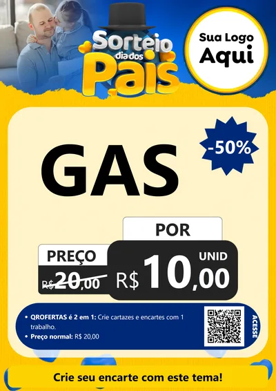 Modelo de Cartaz para Cartaz A4 Vertical com o tema Sorteio Dia Dos Pais para Água e gás