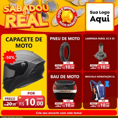Modelo de Rede Social para Feed Facebook com o tema Sabadou do Real para Moto peças