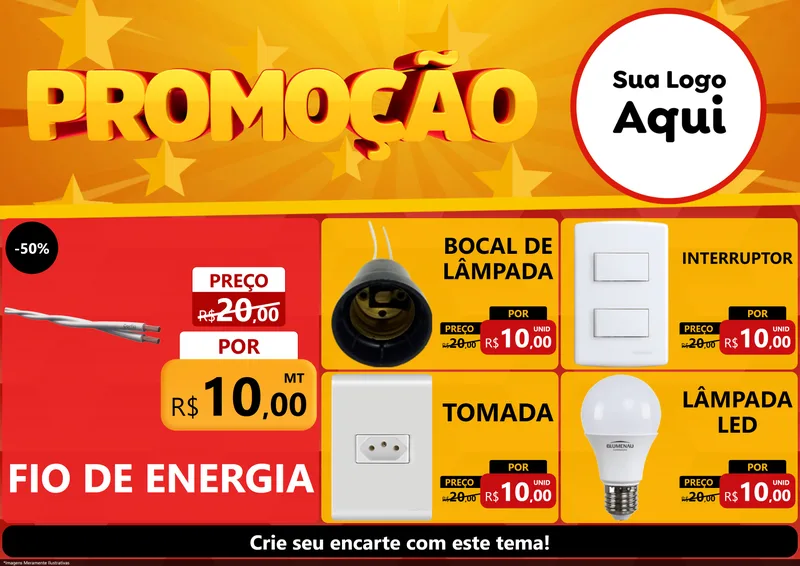 Modelo de Encarte para Encarte A4 Horizontal com o tema Promoção para Materiais Elétricos