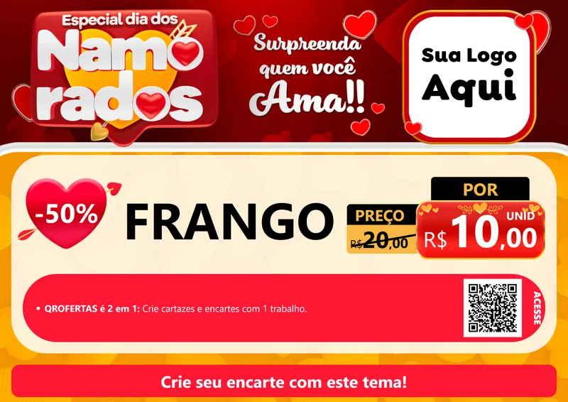 Modelo de Cartaz para Cartaz A4 Horizontal com o tema Especial Dia dos Namorados para Assados