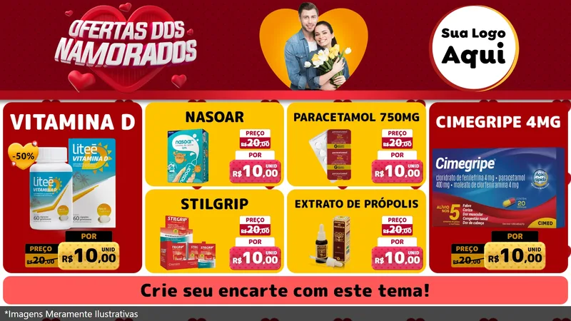 Modelo de TV para TV Horizontal com o tema Ofertas Dos Namorados para Farmácia