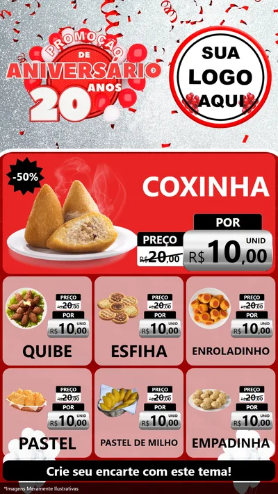 Modelo de Rede Social para Stories com o tema Promoção de Aniversário - 20 Anos para Salgadaria