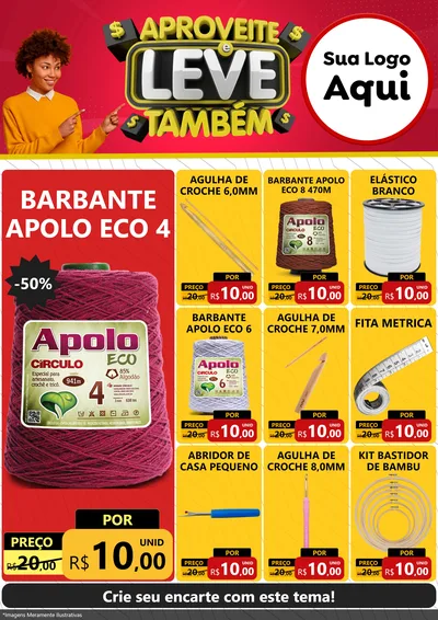 Modelo de Encarte para Encarte A4 Vertical com o tema Aproveite e Leve Também para Armarinho e Aviamentos