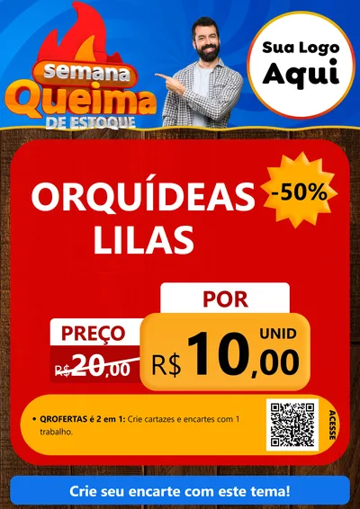 Modelo de Cartaz para Cartaz A4 Vertical com o tema Semana Queima de Estoque para Floricultura e jardim