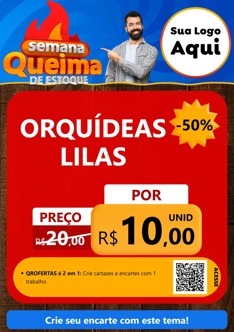 Modelo de Cartaz para Cartaz A4 Vertical com o tema Semana Queima de Estoque para Floricultura e jardim