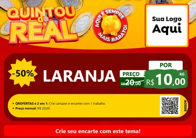 Modelo de Cartaz para Cartaz A4 Horizontal com o tema Quintou do Real para Hortifrúti
