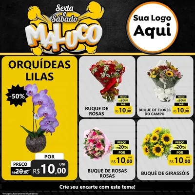 Modelo de Rede Social para Feed Facebook com o tema Sexta e Sábado Maluco para Floricultura e jardim