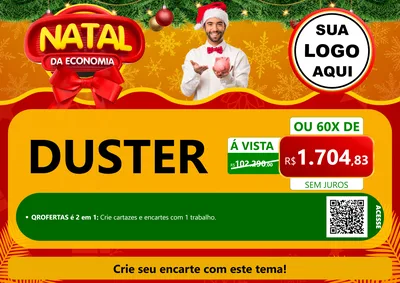 Modelo de Cartaz para Cartaz A4 Horizontal com o tema Natal da Economia para Concessionaria de Carros