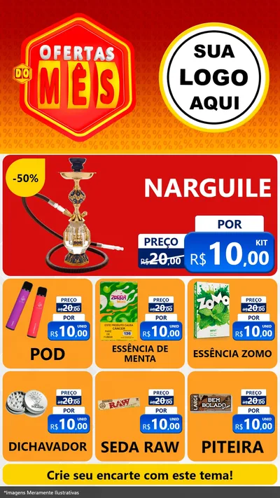 Modelo de Rede Social para Stories com o tema Ofertas do Mês para Tabacaria