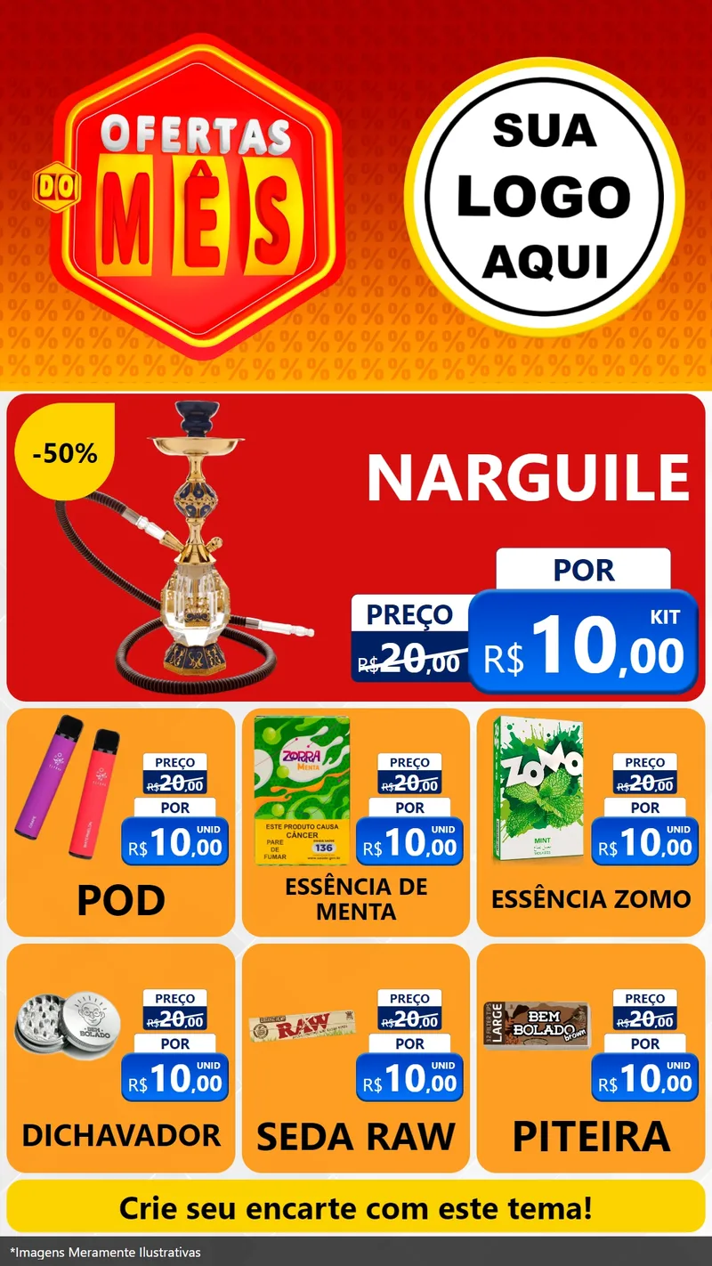 Modelo de Rede Social para Stories com o tema Ofertas do Mês para Tabacaria