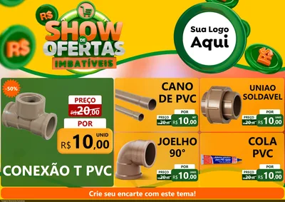 Modelo de Encarte para Encarte A4 Horizontal com o tema Show de Ofertas Imbatíveis para Tubos e conexões