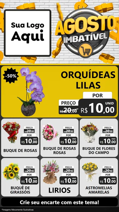 Modelo de Rede Social para Stories com o tema Agosto imbatível para Floricultura e jardim