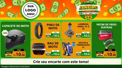 Modelo de TV para TV Horizontal com o tema Comece Janeiro Economizando para Moto peças