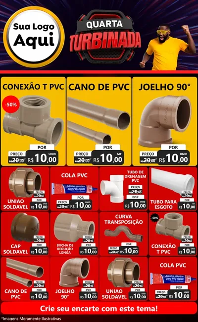 Modelo de Encarte para Encarte Grande com o tema Quarta Turbinada para Tubos e conexões