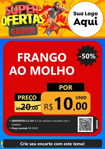 Modelo de Cartaz para Cartaz A4 Vertical com o tema Super Ofertas Julho para Restaurante
