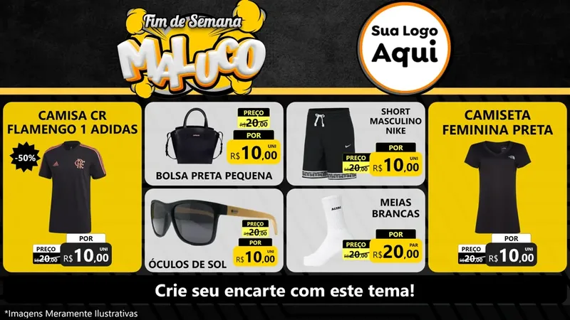 Modelo de TV para TV Horizontal com o tema Fim de Semana Maluco para Roupas e acessórios