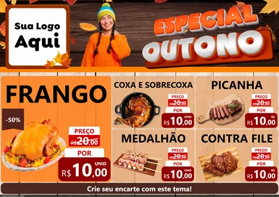 Modelo de Encarte para Encarte A4 Horizontal com o tema Especial Outono para Assados