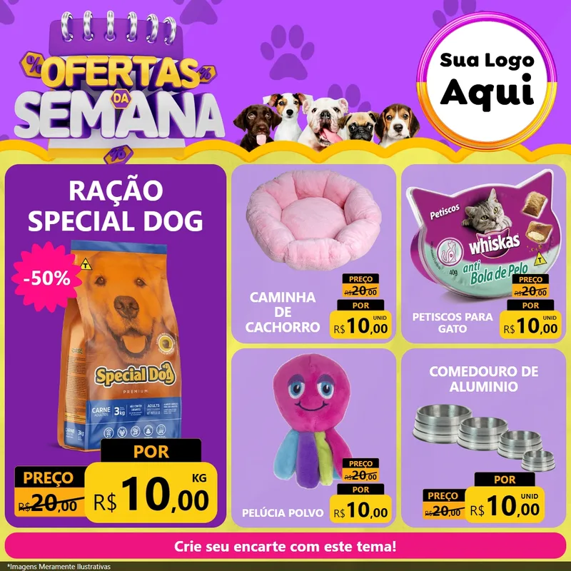 Modelo de Rede Social para Feed Facebook com o tema Ofertas da Semana - Pet para Pet Shop