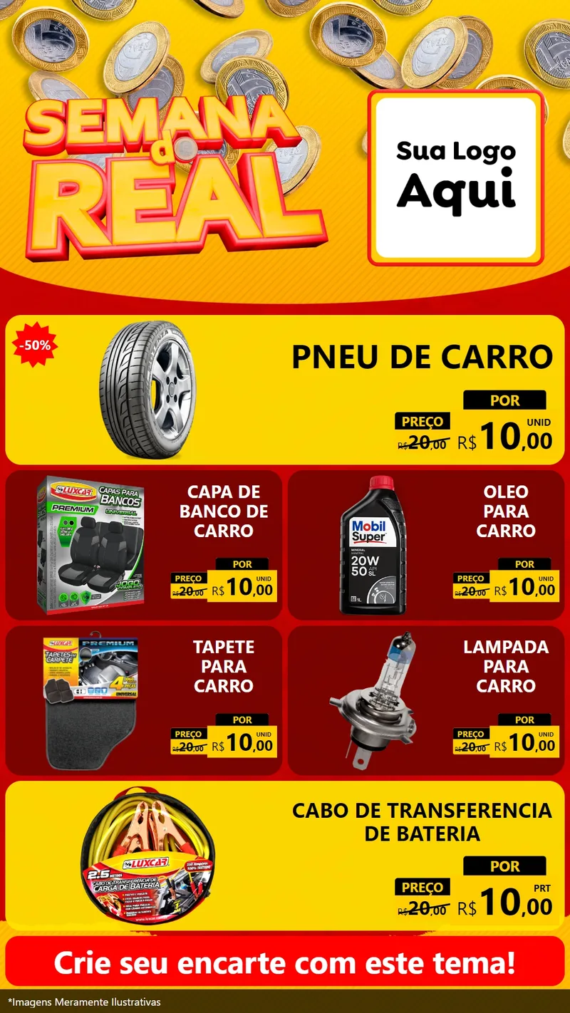 Modelo de TV para TV Vertical com o tema Semana do Real para Auto peças