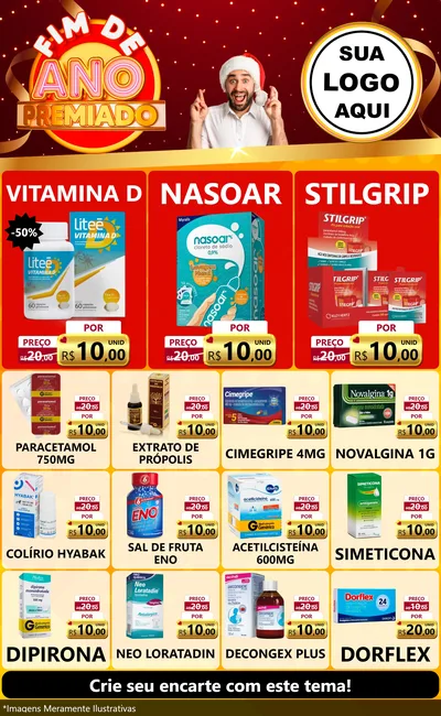 Modelo de Encarte para Encarte Grande com o tema Fim de Ano Premiado para Farmácia