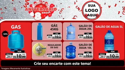 Modelo de TV para TV Horizontal com o tema Promoção de Aniversário - 8 Anos para Água e gás