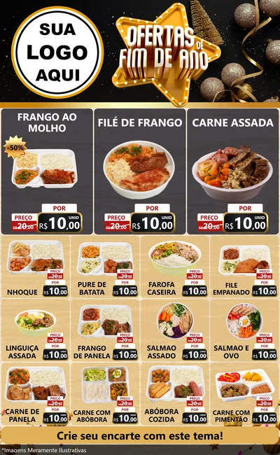 Modelo de Encarte para Encarte Grande com o tema Ofertas de Fim de Ano para Restaurante