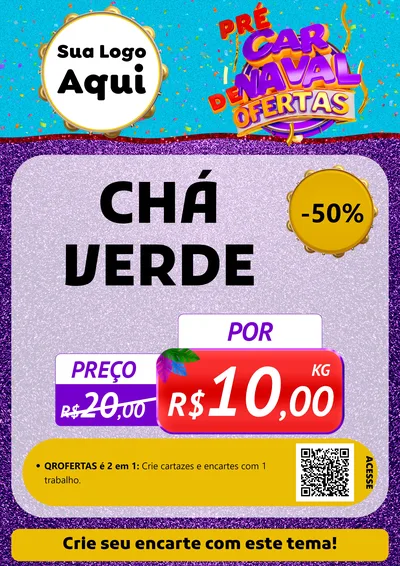 Modelo de Cartaz para Cartaz A4 Vertical com o tema Pré Carnaval de Ofertas para Produtos Naturais