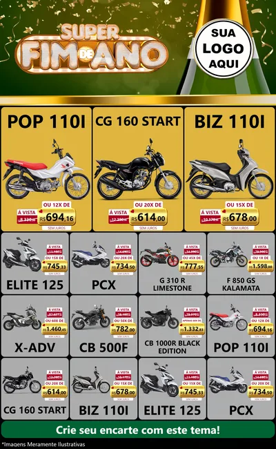 Modelo de Encarte para Encarte Grande com o tema Super Fim de Ano para Concessionaria de Motos